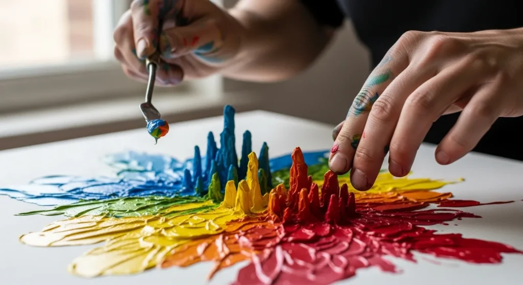 relevo com camadas na arte visual